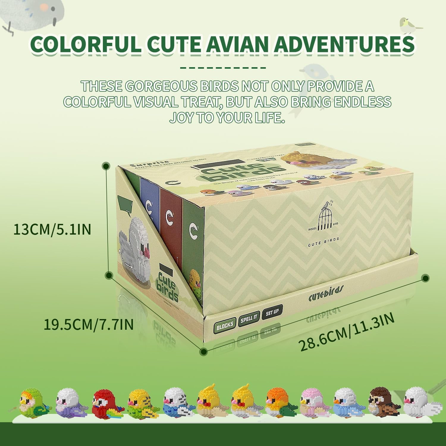 12 Sets  Parrot Building Toys Themed  Blocks  Vibrant Creativity Toy for Kids Fun Building Toys (Boxed Gift Set)