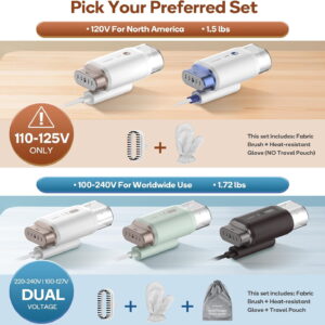 120V Travel Steamer with 2 Steam Levels, 1.5lbs Light Weight, 180ml Water Tank - White-Gold