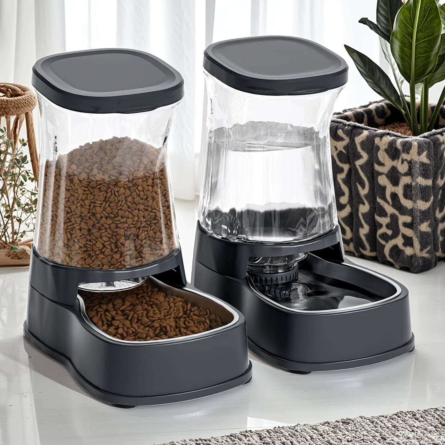 1Gallon Gravity Automatic Dog Cat Feeder & Water Dispenser with Filter