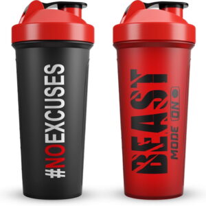 2 Pack Protein Shaker Bottles, 24 Oz, Leakproof, BPA-Free, Dishwasher Safe, Plastic, Ideal for Workouts, Gym, Smoothies