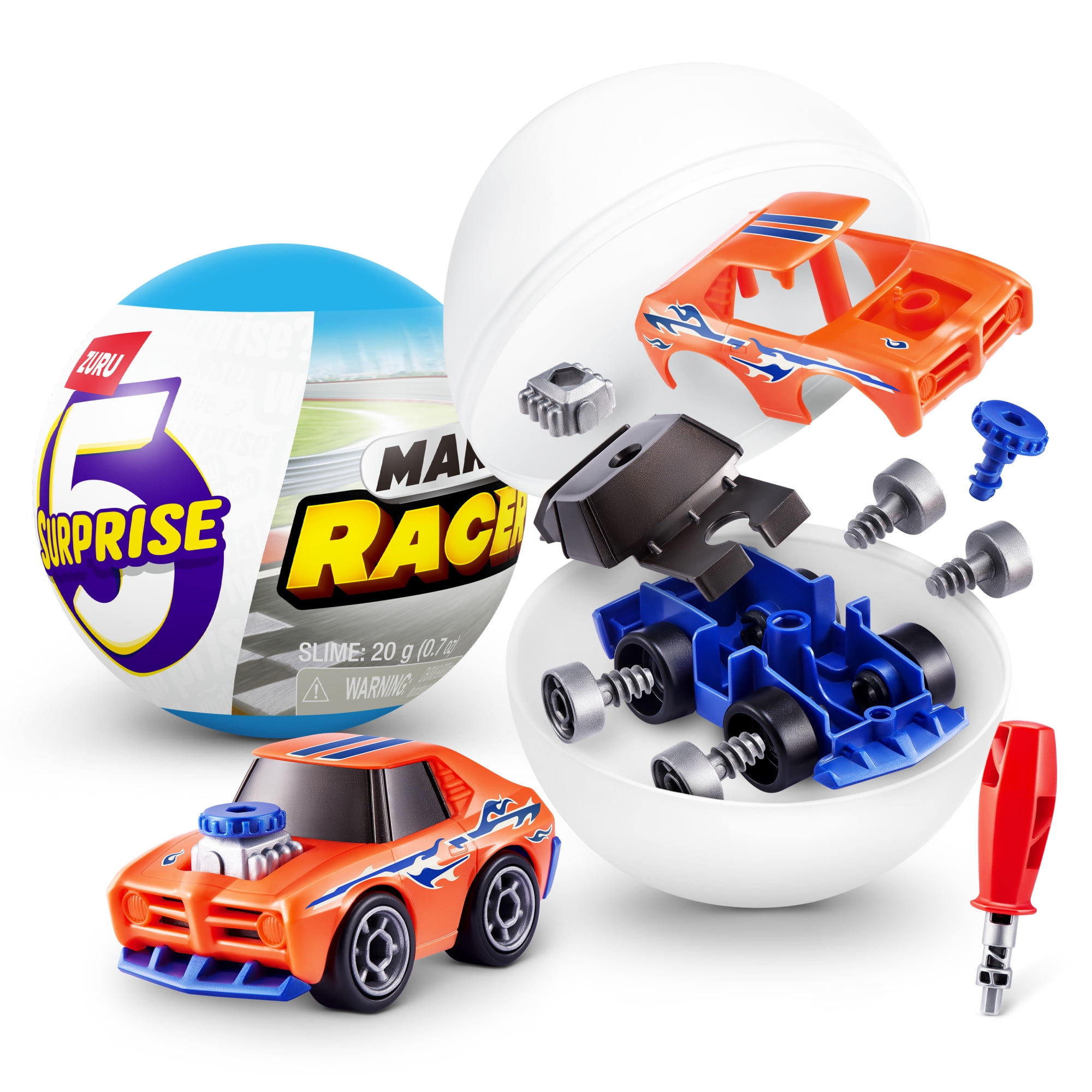 5 SURPRISE Make-A-Racer Race Car Vehicle Themed Novelty Unboxing Toy Collectible Mini's by ZURU