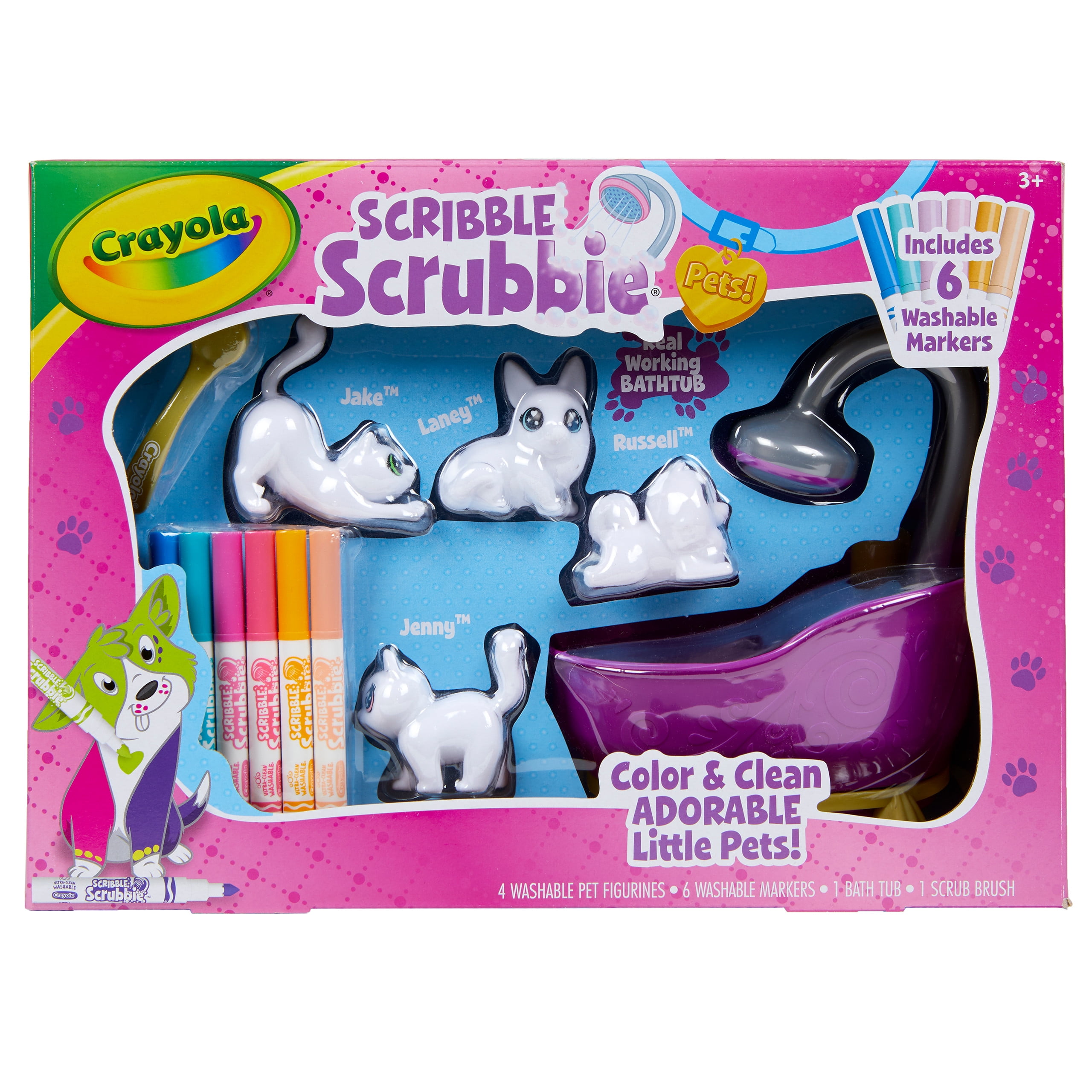 Crayola Scribble Scrubbie Pets Glam Tub, Color & Wash Toy Animal Set, Arts and Crafts, Creative Play, Easter Gift for Kids, 3+