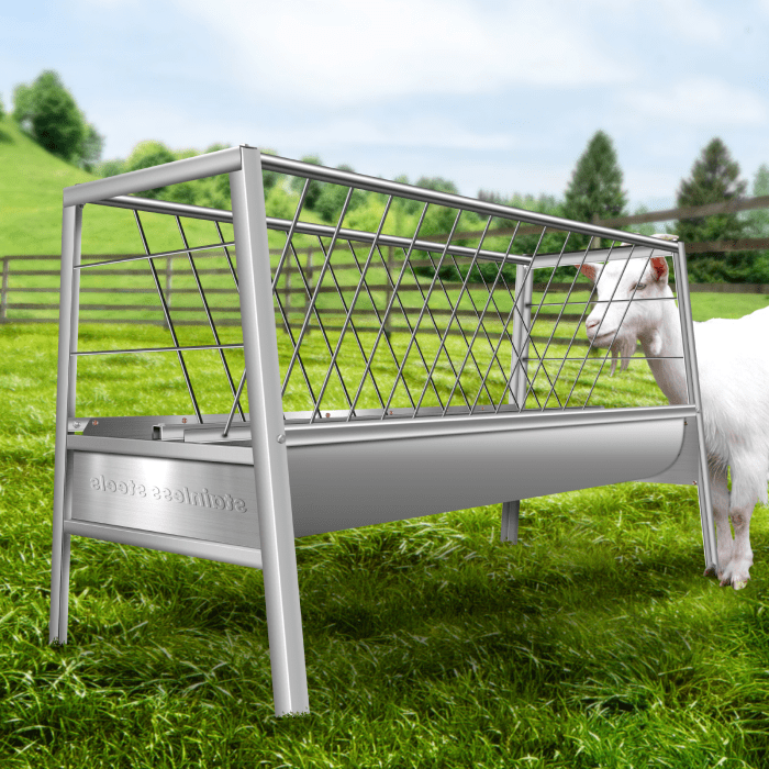 Dual-Function 59in x 19.6in x 33.4in Stainless Steel Feeder - 77 Gallon (Feed/Water Trough), Heavy-Duty for Multi-Animal Barns