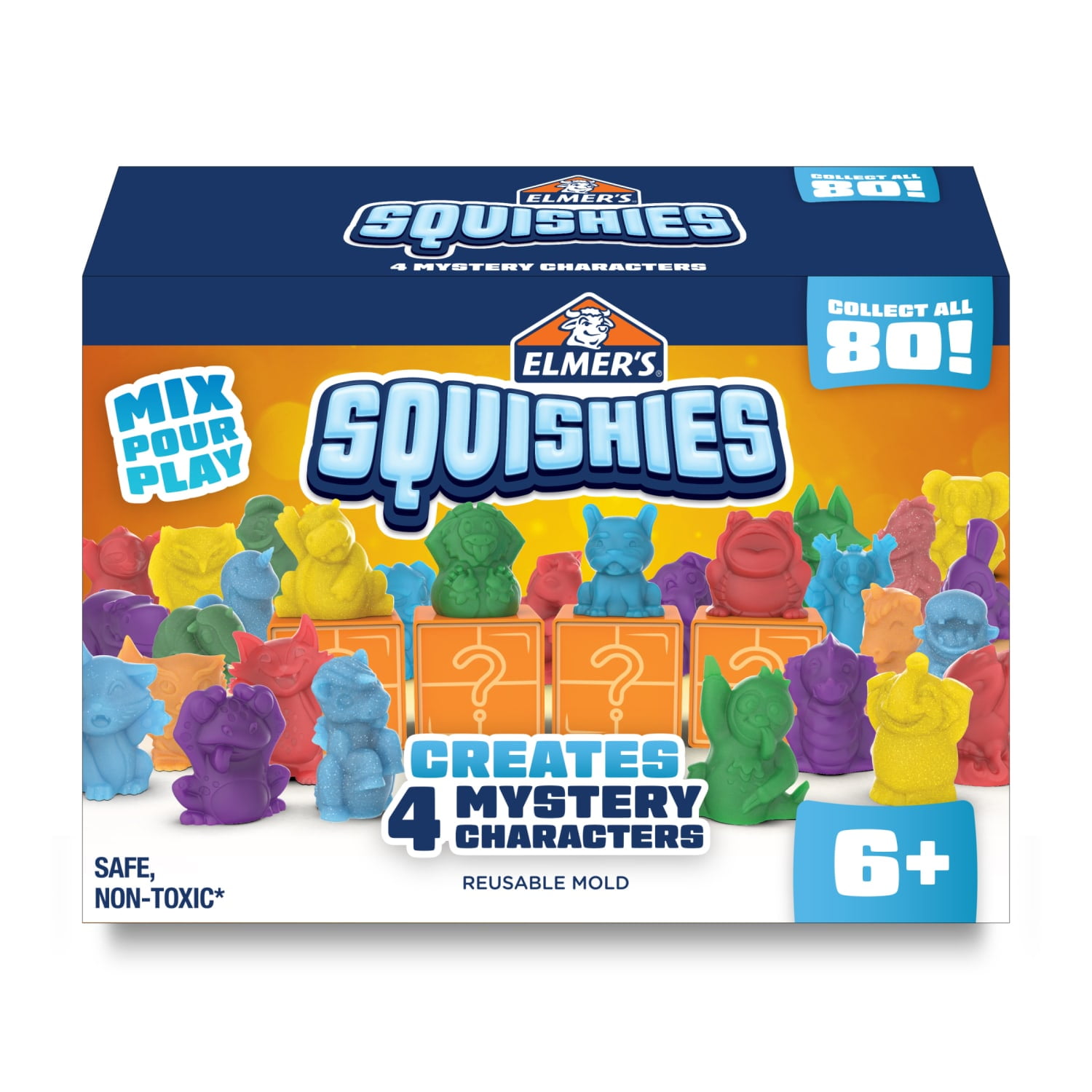 Elmer’s Squishies DIY Squishy Toy Kit, 4 Count Mystery Characters