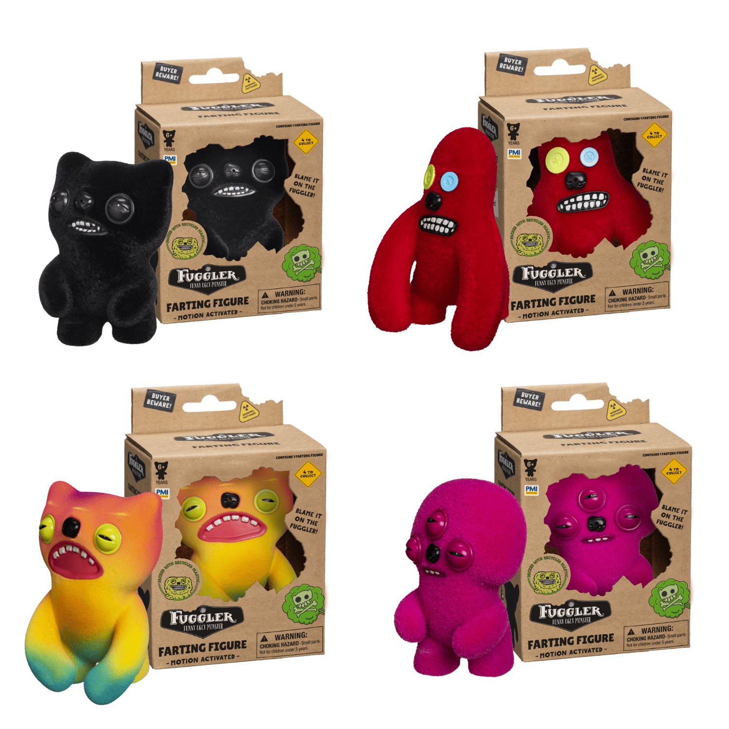 Fuggler Farting Figures, 4 Styles to Collect, Funny Ugly Monster Toy (1 Farting Fuggler; Styles May Vary)