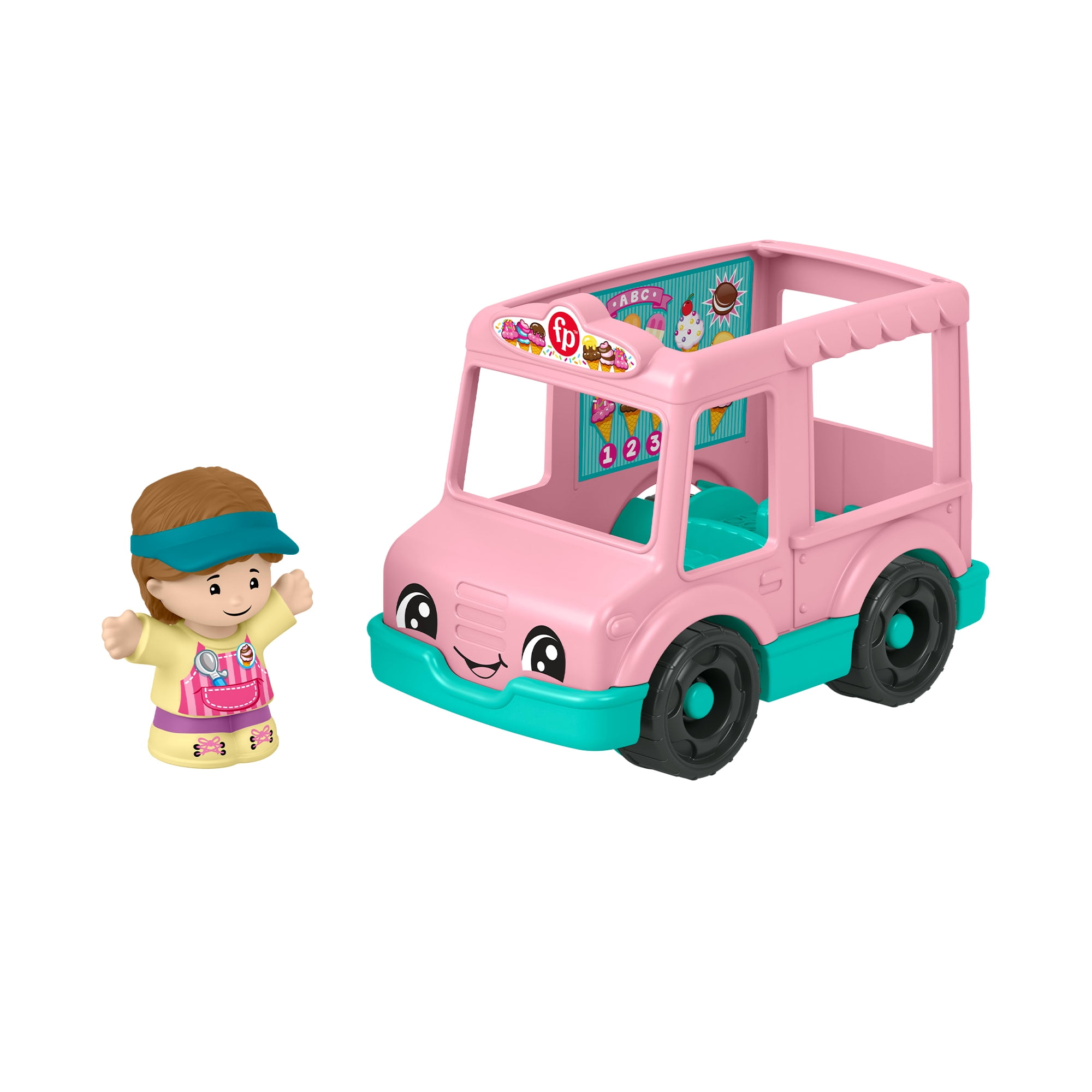Fisher-Price Little People Ice Cream Truck, Push-Along Toy Vehicle & Figure for Toddlers & Kids