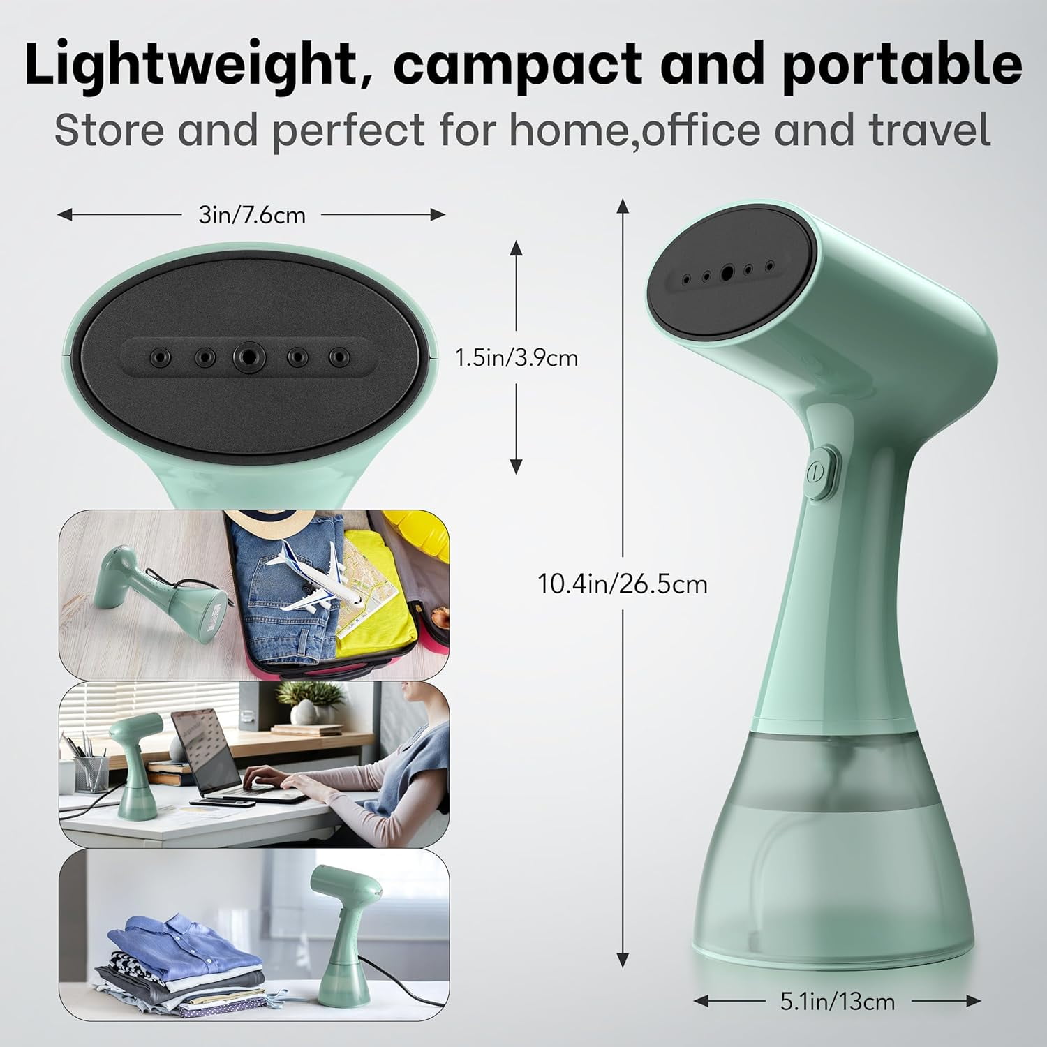 GS01 Steamer for Clothes - Handheld Garment Steamer with 400ml Water Tank, 1500W Power, 20S Rapid Heating, Portable Design
