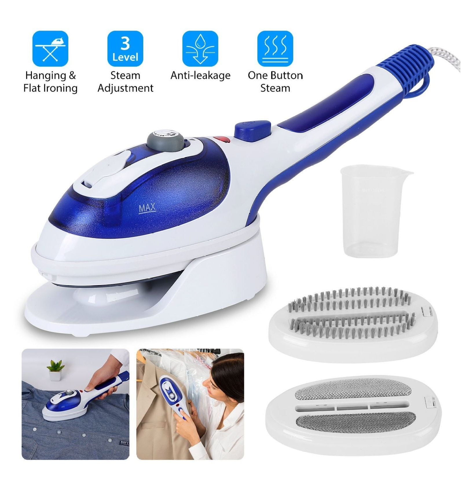 Handheld Steamer 800W - Electric Fabric Steamer for Clothes, Garment Steamer Iron with Adjustable Steam, Anti-Leak & Travel Steamer