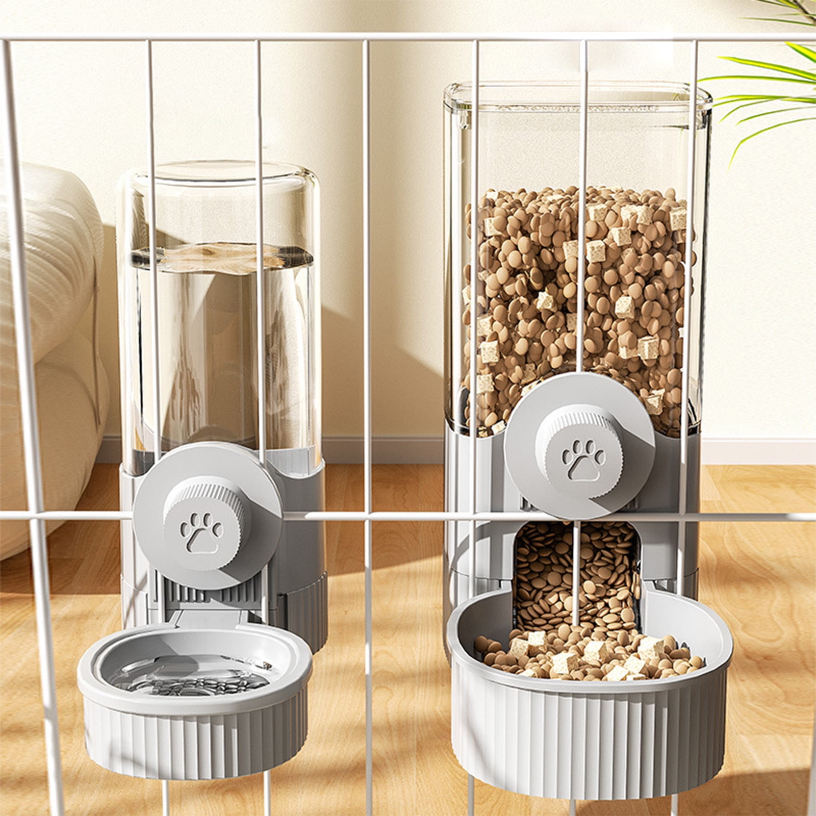 2Pcs Hanging Food Water Dispenser, Automatic Gravity Pet Feeders and Waterers, Cage Food Feeder‌ for Cats Dogs Rabbit