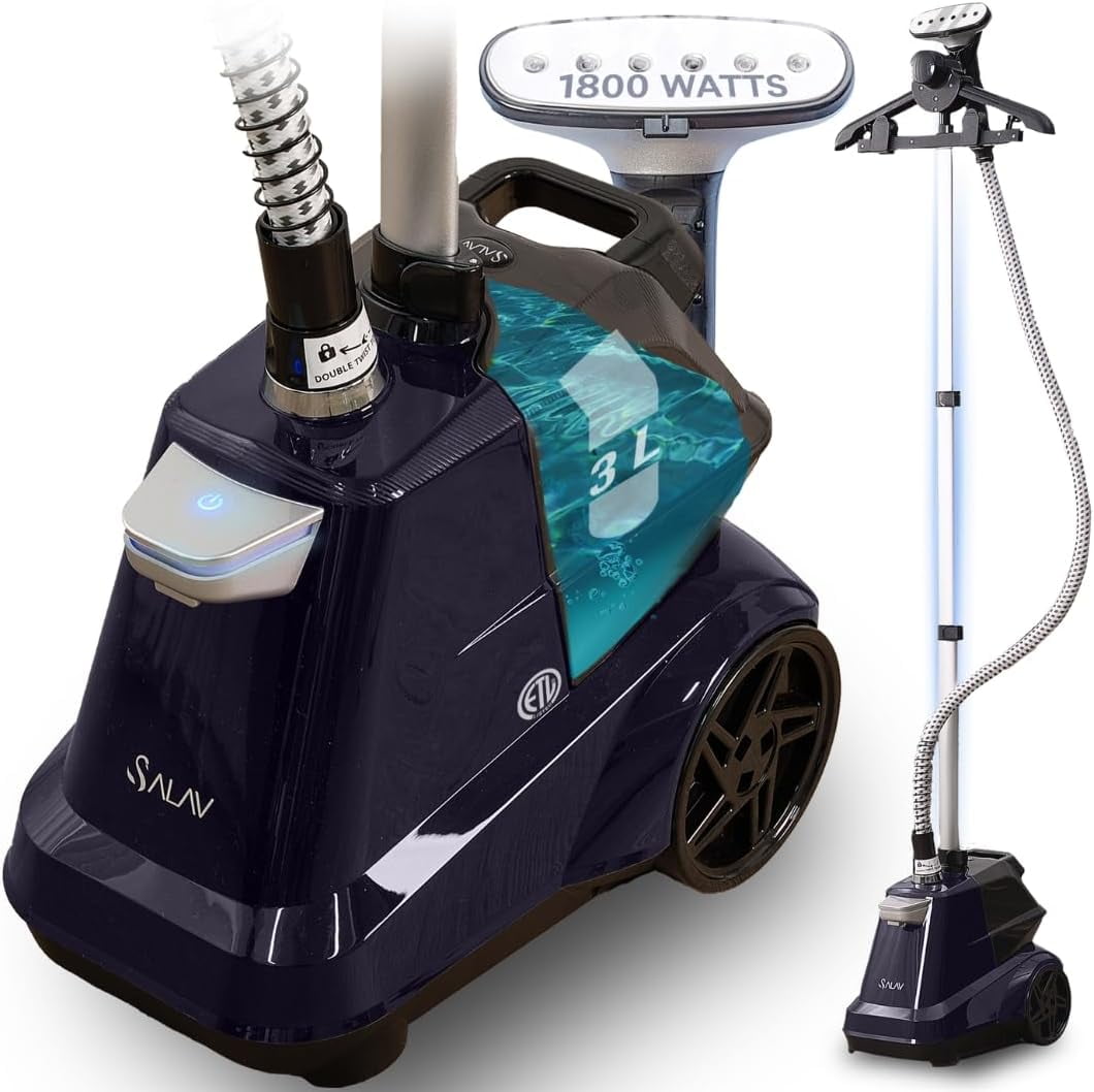 Heavy Duty Commercial Full-Size Garment Steamer with Foot Pedals and Extra Large 3L Water Tank, 1800 watts of Powerful Steam