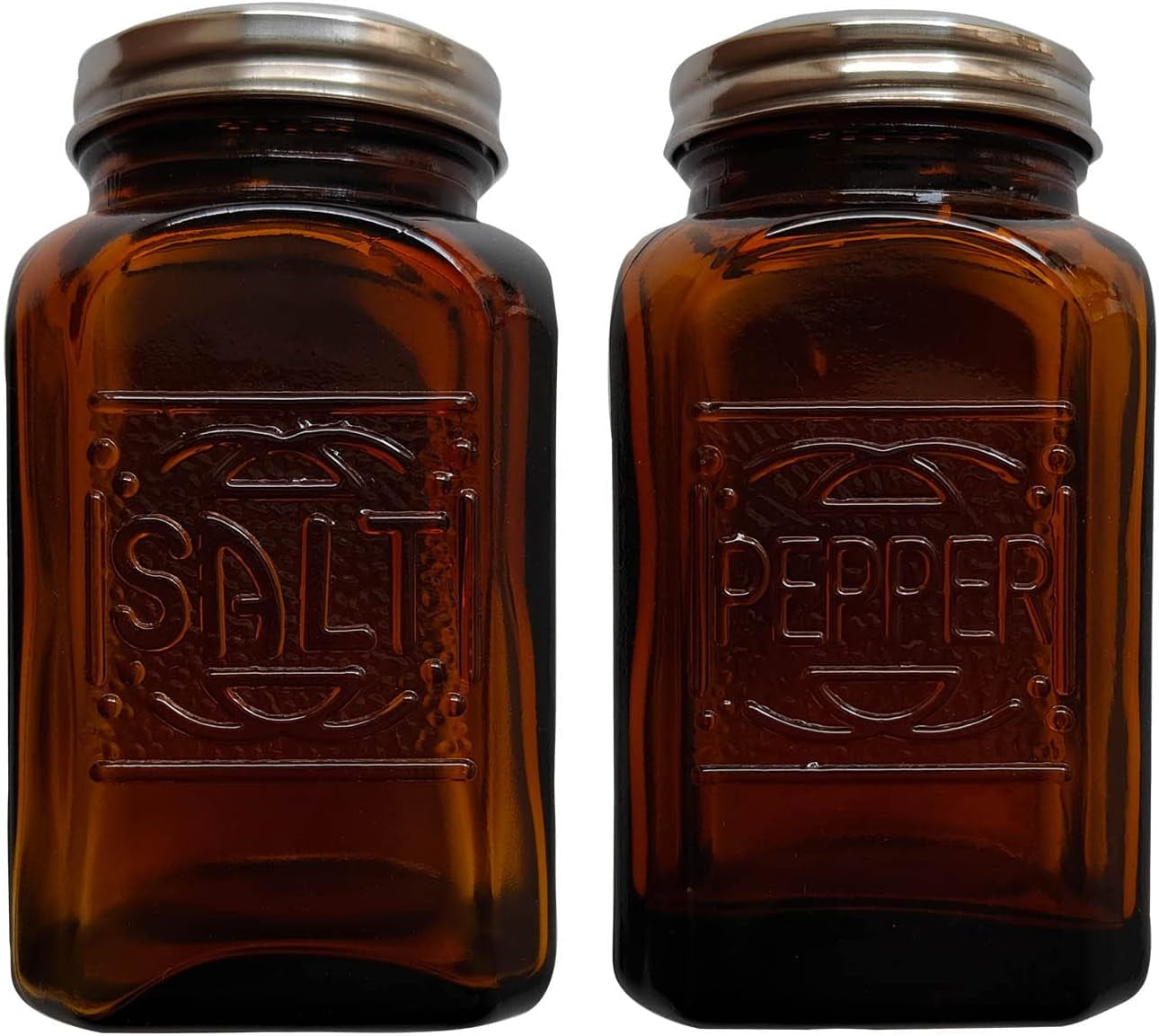 Kerixi Depression Style Salt and Pepper Shakers Amber Glass