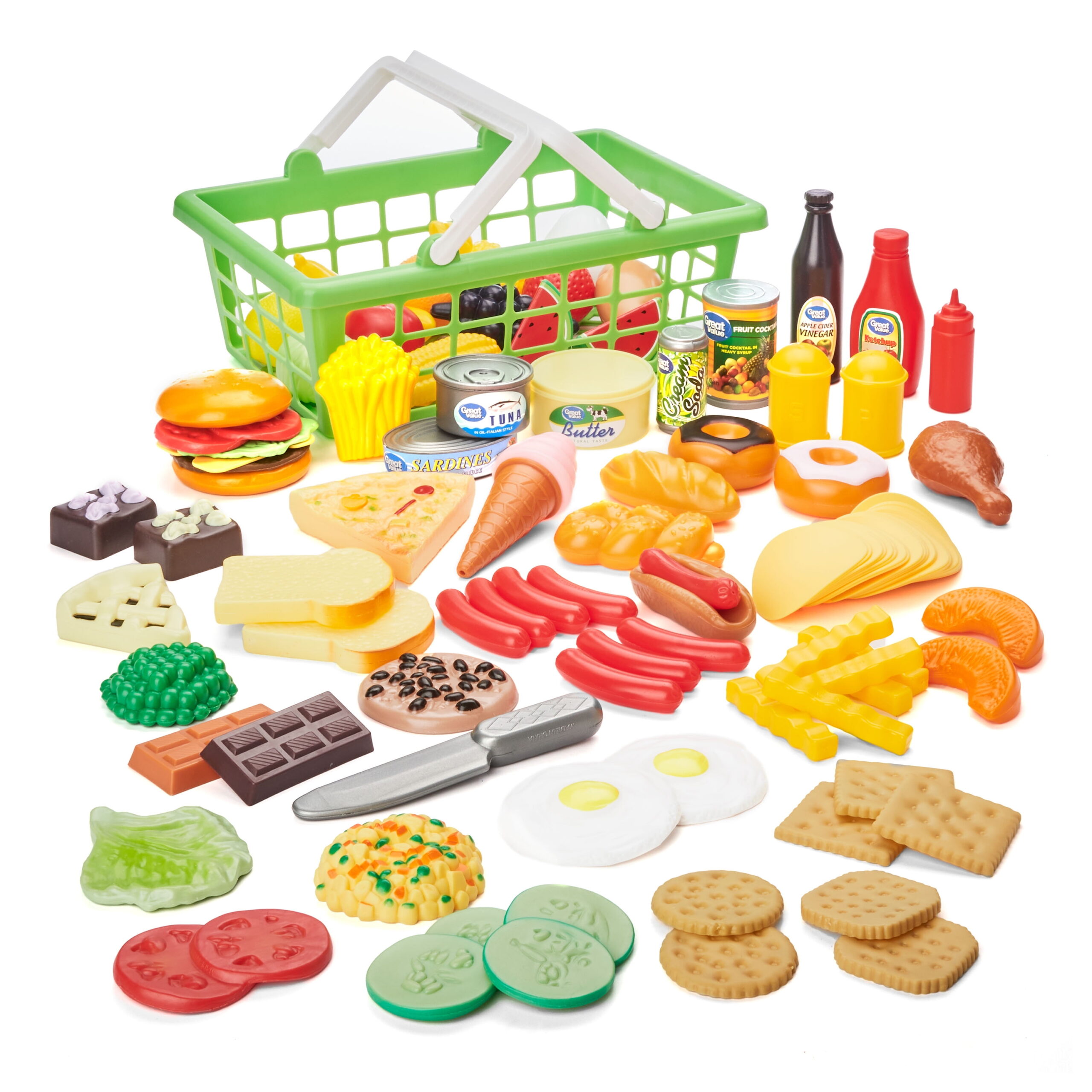 Kid Connection Play Food Basket, 100 Pieces, Toddler Toys