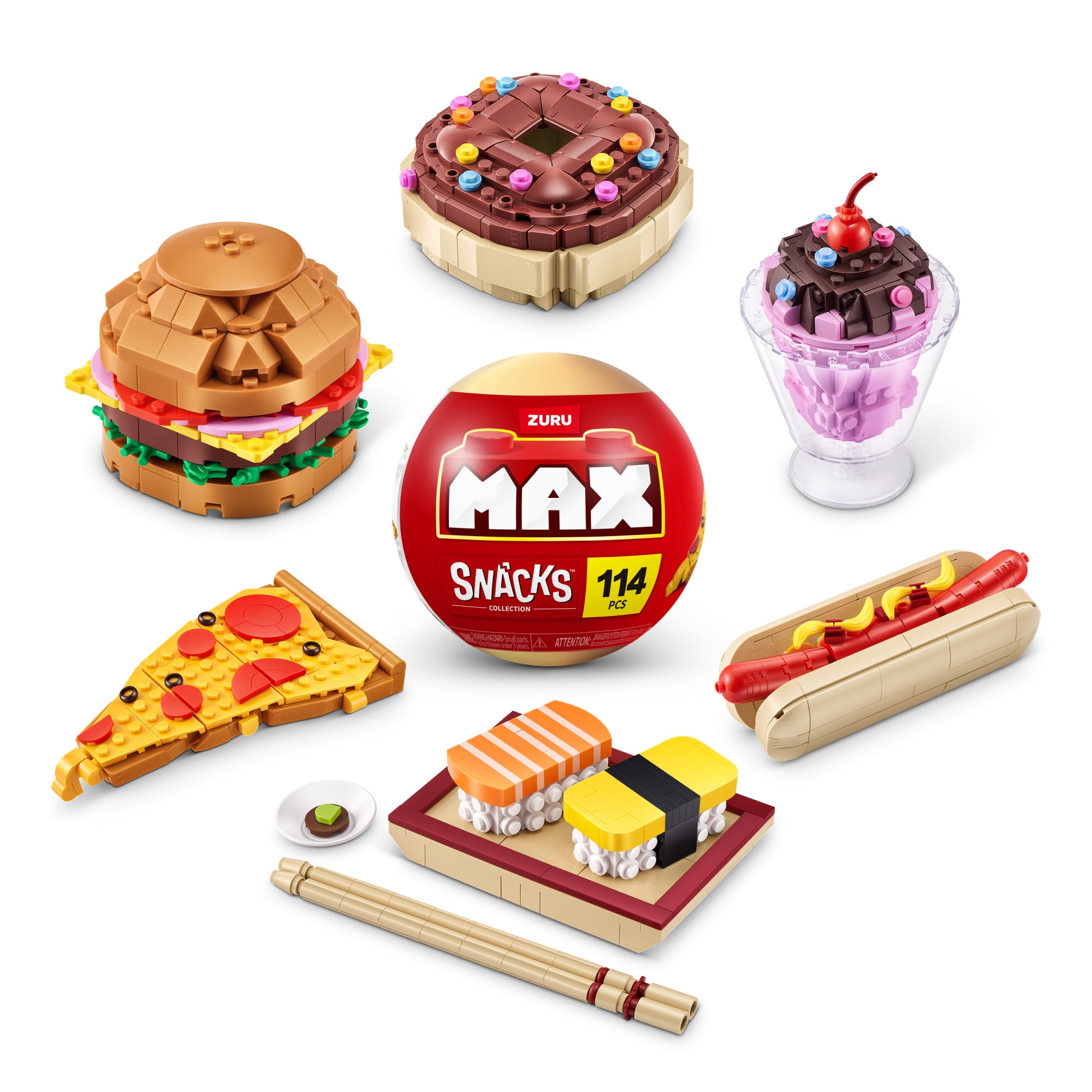 MAX Build More Premium Snacks Building Bricks (Assorted) Novelty Unboxing Toy Collectible Mini's by ZURU