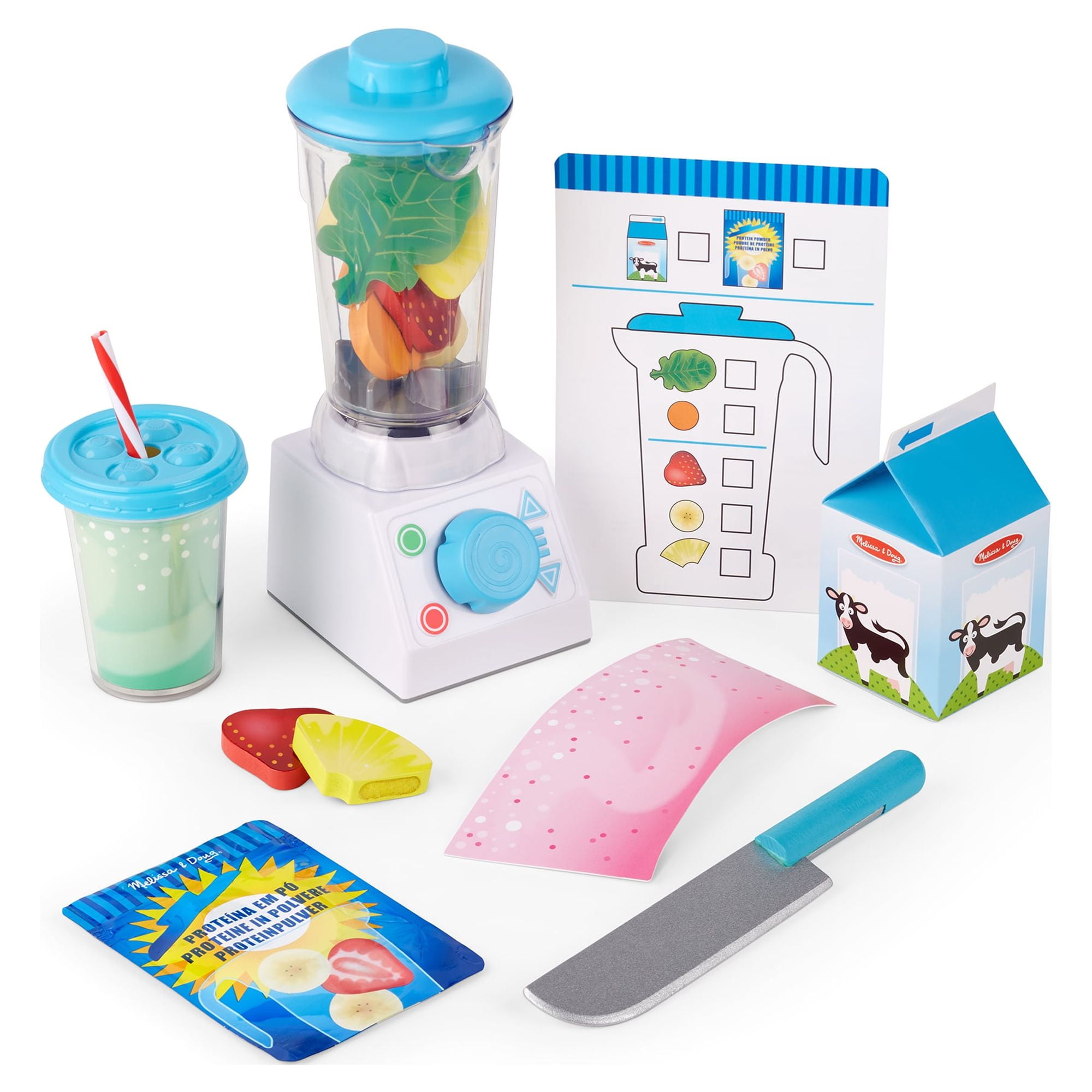 Melissa & Doug Wooden Smoothie Maker Blender 22-Piece Play Food Set