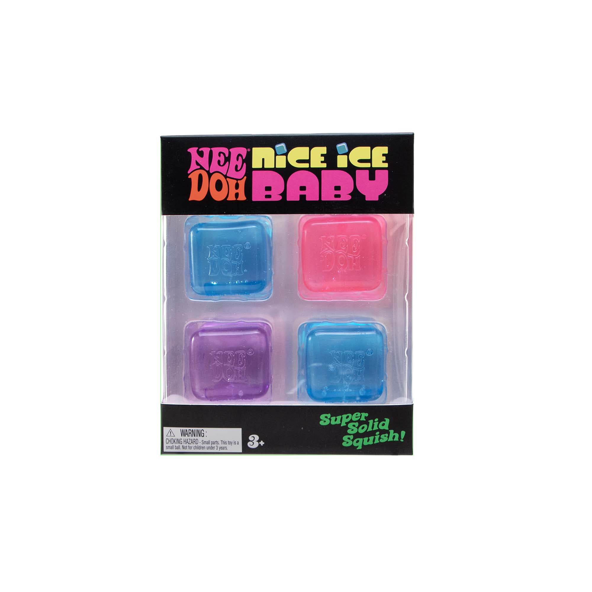 NeeDoh Nice Ice Baby, Satisfying Square Shaped Sensory Toys, (4 Pack Colors May Vary) Children Ages 3+
