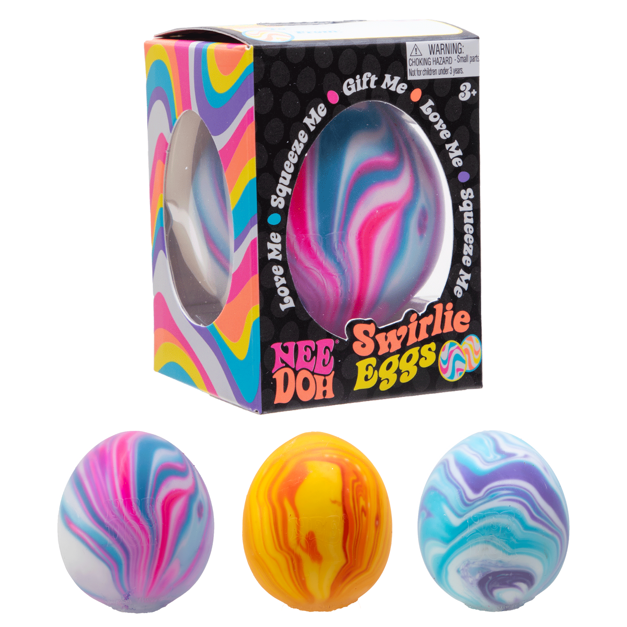 NeeDoh Swirlie Egg, Novelty Colorful Stress Relief Squishy Toy for Kids & Adults, (1 Piece, Color May Vary), Children Ages 3+