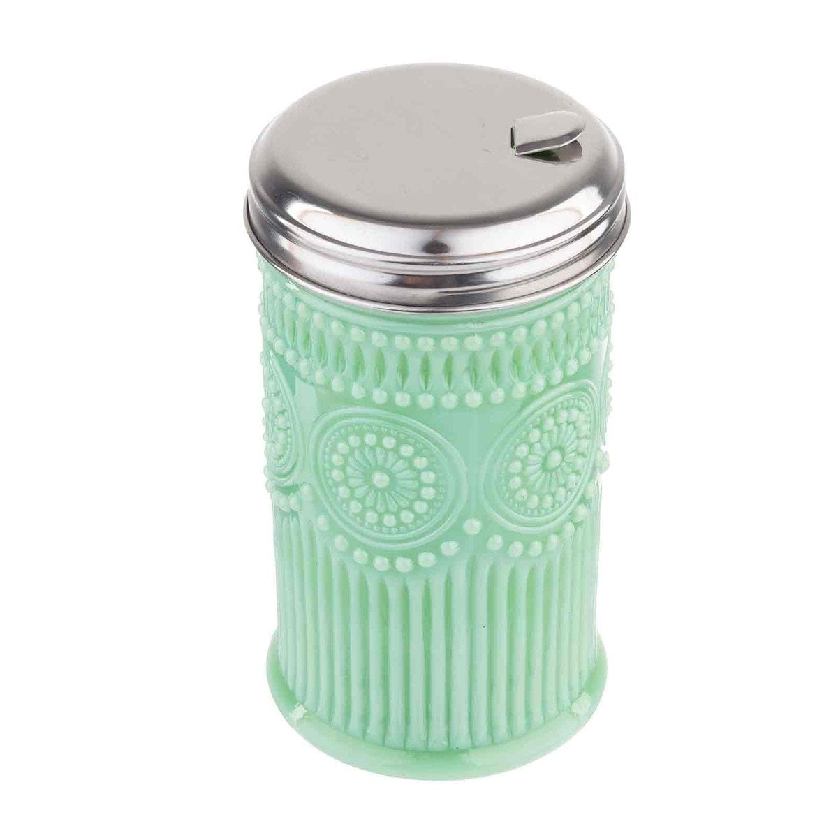 Tablecraft Jadeite Glass Collection 10 oz Sugar Shaker with Stainless Steel Top