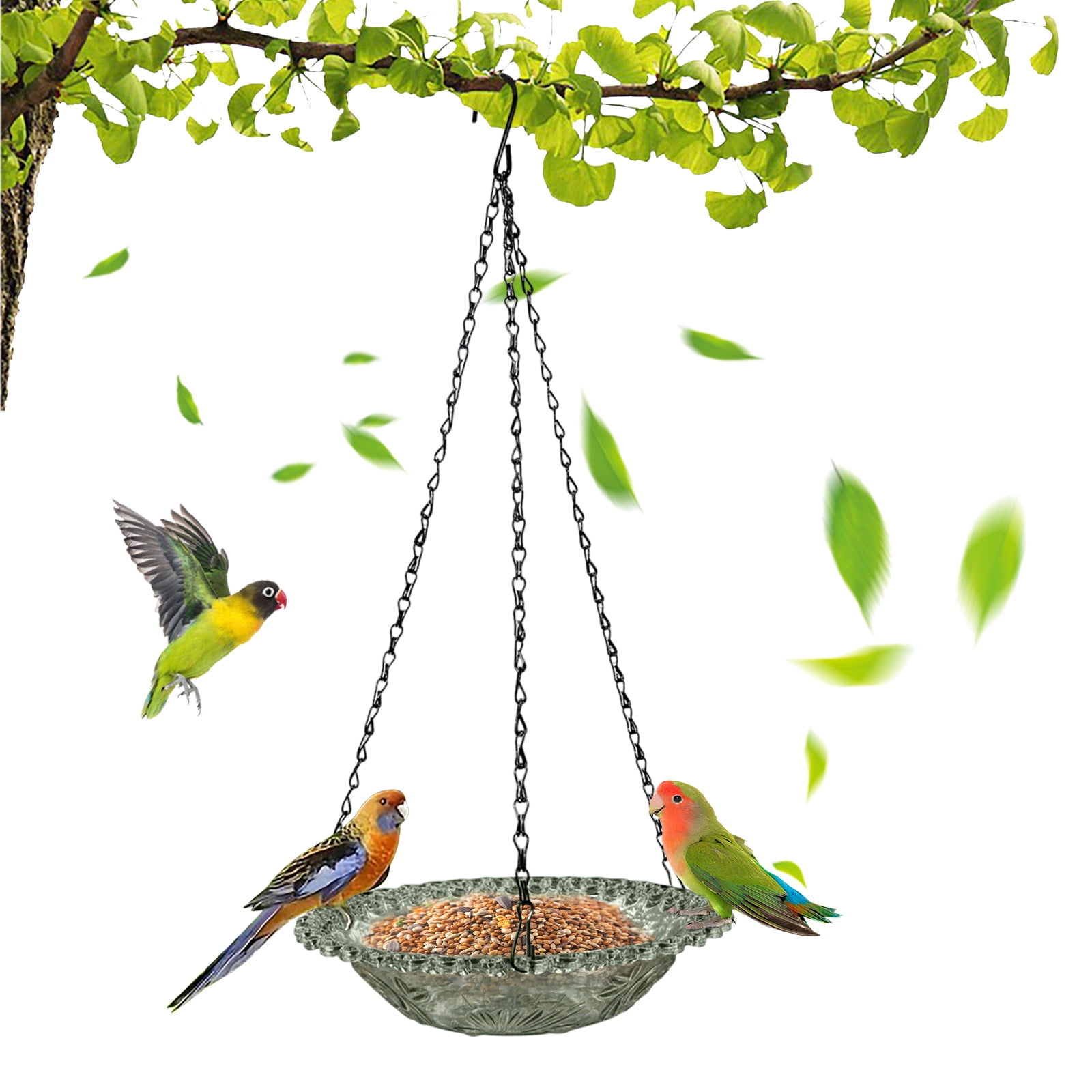 Upgraded Acrylic Bird Feeder, Outdoor Hanging Wild Bird Feeding Device, Gray Outdoor Use