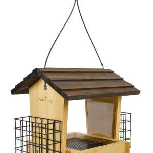 Wild Wings Cedar Hopper Feeder w/Suet 3QT 2 Cakes, Brown