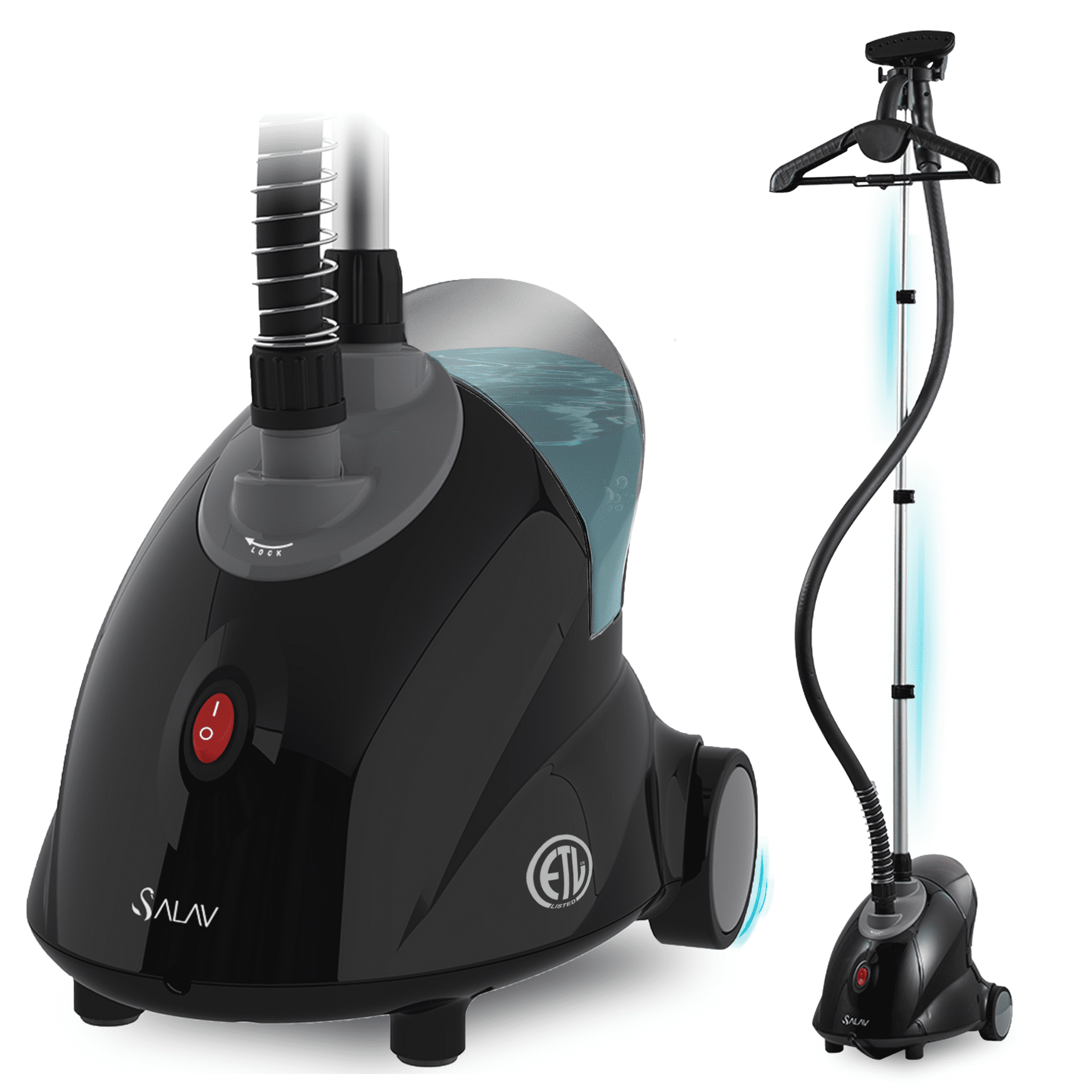 Restored SALAV® 1500 Watts Adjustable Home Fabric Iron Garment Steamer, Black (Refurbished)